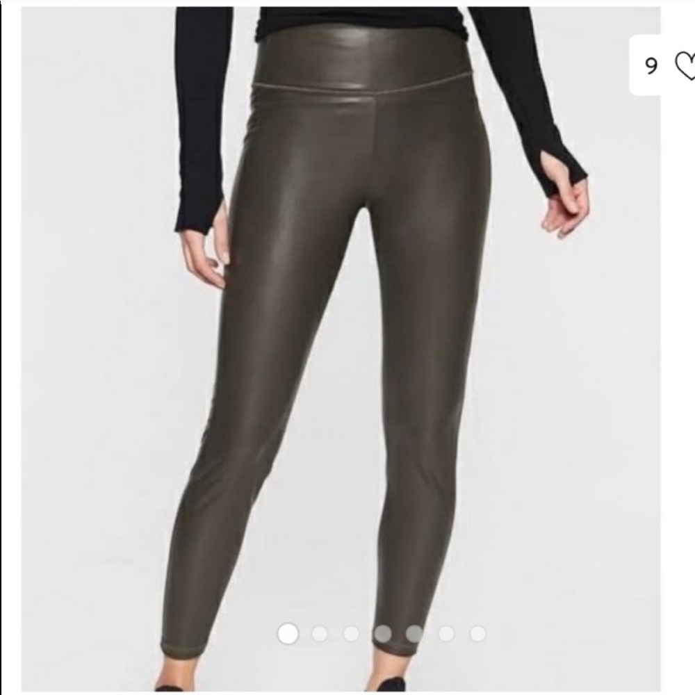 Athleta Olive Green Faux-Leather Leggings